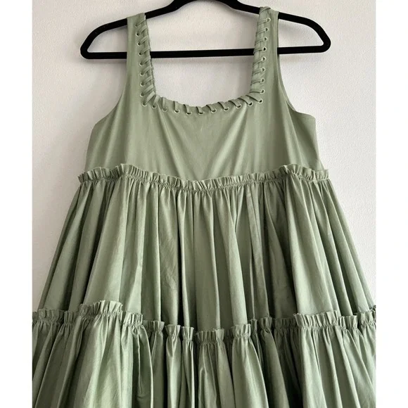 me and em green dress Aje Botanical Mini Dress